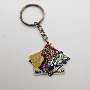 Disney World 4 Parks Keychain with Colorful Emblems